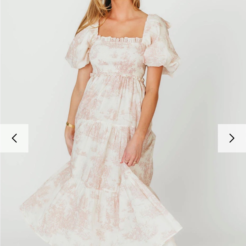 Worth Collective Elena Cream and Pink Maxi Dress